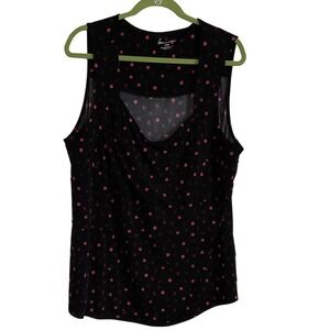 Lane Bryant Black Pink Polka Dot  Tiered Ruffle Tank Top Plus Size 22/24